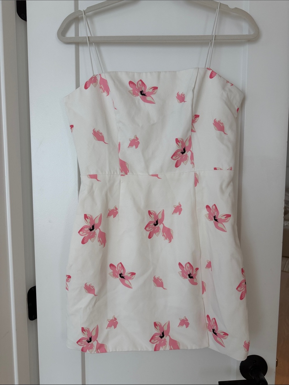 Hello Molly White Floral Mini Dress with Pink Flowers